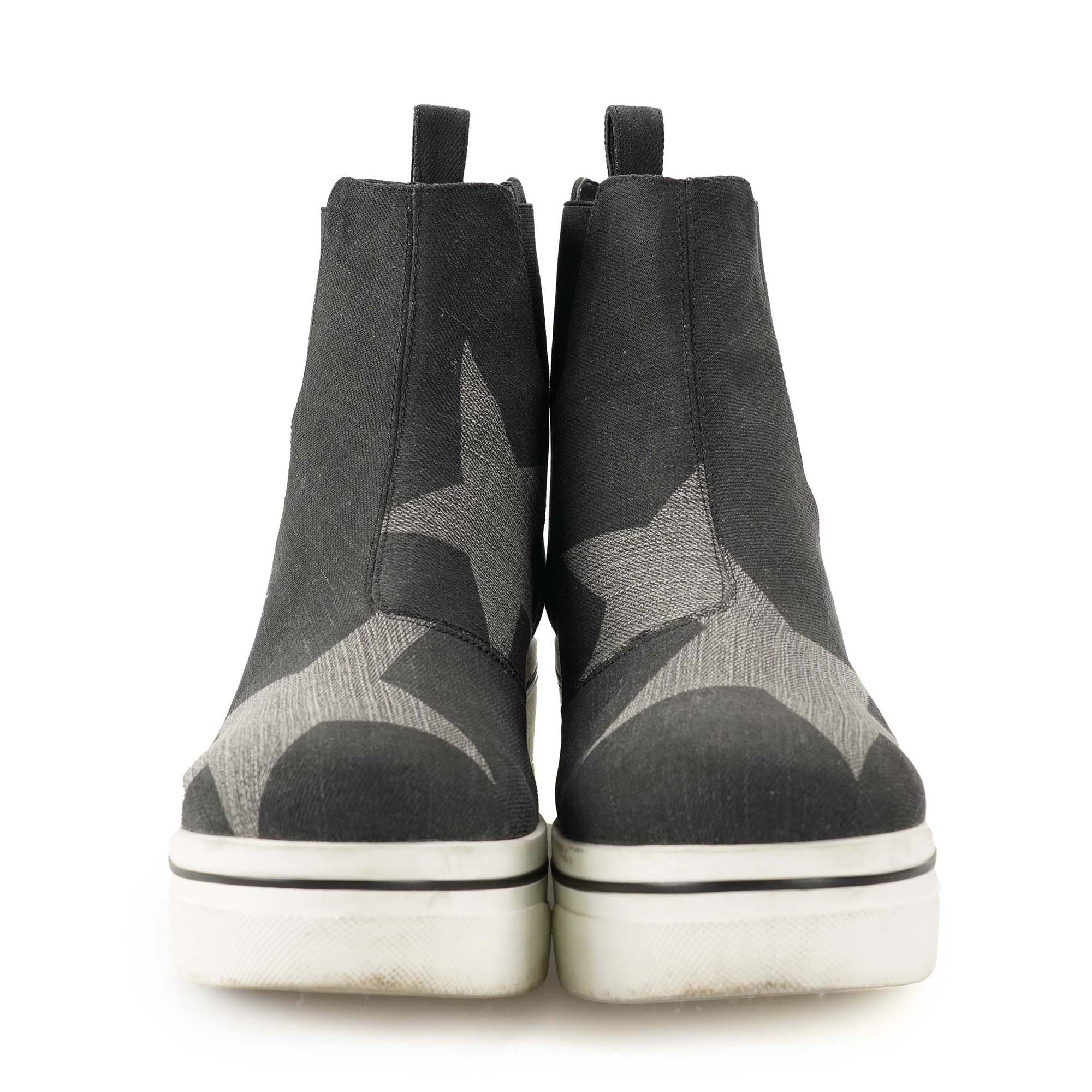 Stella McCartney - Grey Canvas Star Print Ankle Sneakers 